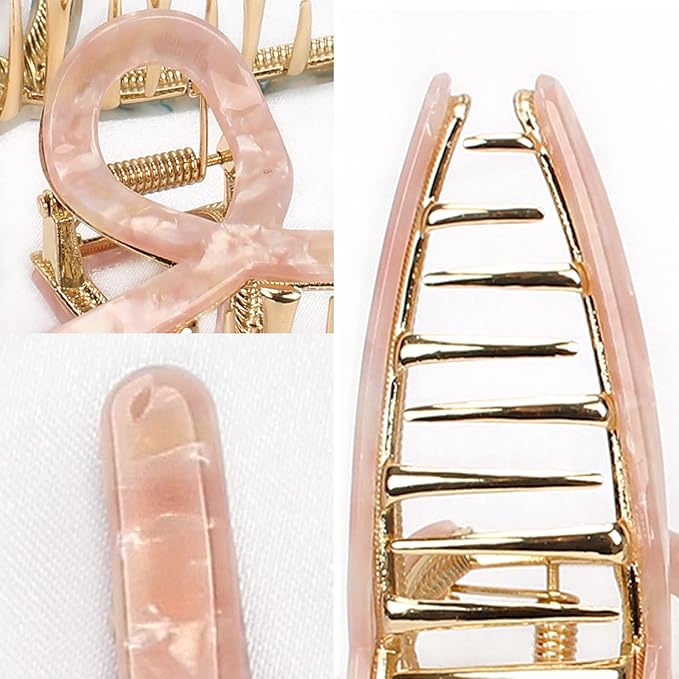 Big Butterfly Hair Accessories - 4.7" Acetate & Metal Clips for Women's Long, Thick Hair - 3 Pcs