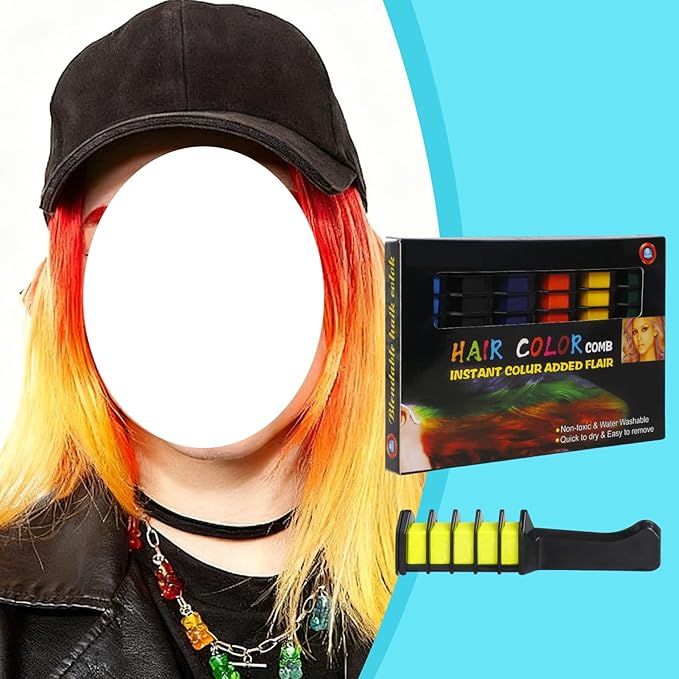 12 Colors Instant Hair Color Comb Washable Quick Dry Vibrant Temporary Color,Provides Vibrantss Temporary Hairs Color,Suitable for All Ages Perfect for Birthday Parties and Gifts
