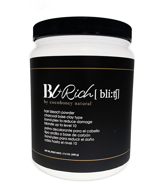 Hair Bleaching Powder for Dark Hair Lightening Blonde Hair Salon Quality Safe at Home (Charcoal 17.5 oz (500g))