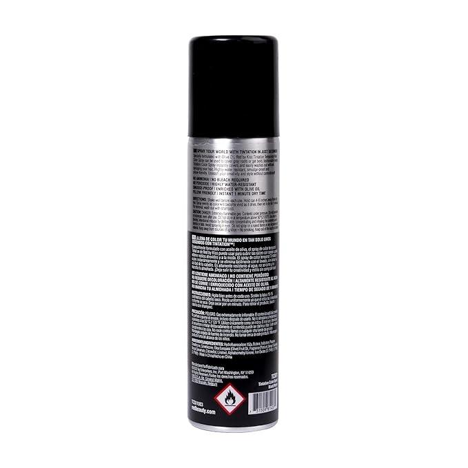 Red by Kiss Tintation Temporary Hair Color Spray, Instant Gray Root Touch Up Coverage, Water-Resistant & Smudge-Proof, Easy Wash Out, Barber & Hairline Touch-Up, Quick-Dry (Black, 2.82 oz)