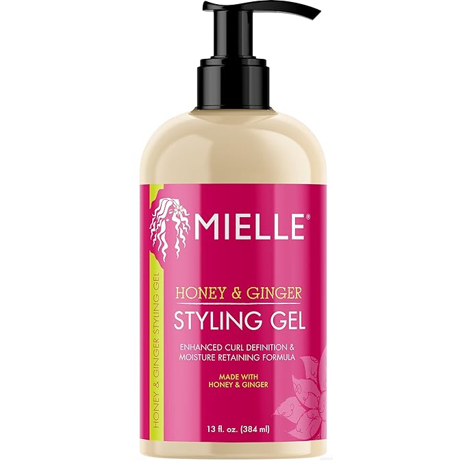 Mielle Organics Honey & Ginger Hair Gel - Styling Gel for Enhanced Curl Definition and Frizz Reduction - Enriched with Aloe & Babassu Oil to Nourish Dry, Curly or Frizzy Hair (13 Fl Oz)