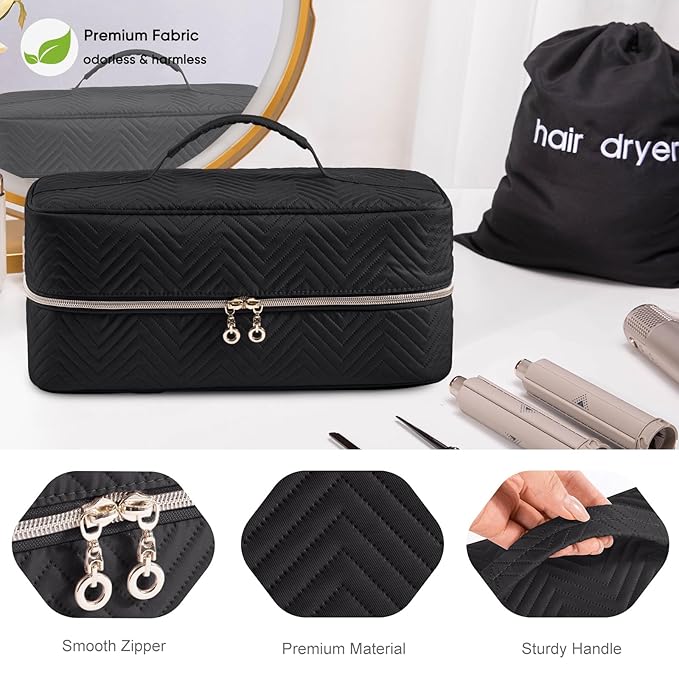 Hair Tools Travel Case - Black Dryer Bag, Large Case for Shark FlexStyle/SmoothStyle, Air Wrap Dryer & Curling Iron Organizer