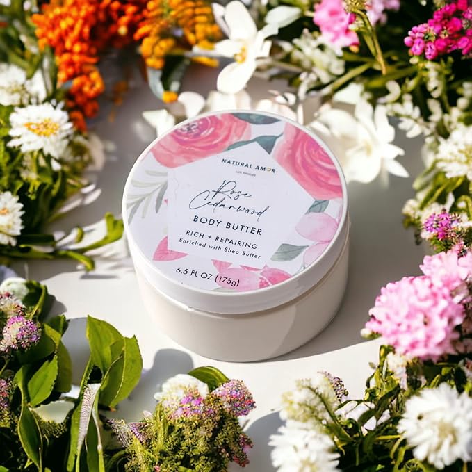 Natural Amor Rose Spa Gifts for Women,8pcs Self Care Box Including Soap Bar, Natural Clay Mask, Bath Butter for Mothers Day Gift