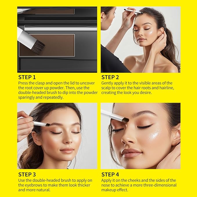 SEVICH Root Touch Up Hair Color Powder with Mirror & Brush – Instant Gray Hair Cover Up, Waterproof Sweatproof Formula, Natural Finish for Hairline & Bald Spot, 48H Long Lasting, Brown