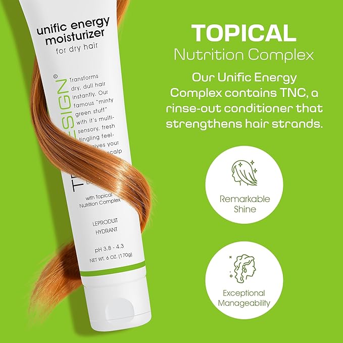 TRIDESIGN Unific Energy Moisturizer Conditioner – Leave In Conditioner for Curly Hair, Anti Frizz Hair Serum & Deep Conditioner for Dry, Damaged Hair – Frizz Control & Hair Care Solution – 6 oz Tube