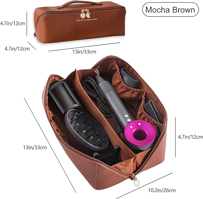 Travel Case Compatible with Dyson Airwrap Styler, Portable Supersonic Hair Dryer Travel Storage Bag, Waterproof Carrying Case Organizer for Shark Flexstyle and Attachments (Brown)