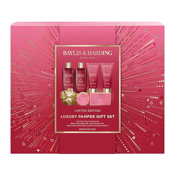 Baylis & Harding Midnight Cherry Luxury Pamper Gift Set - Vegan Friendly