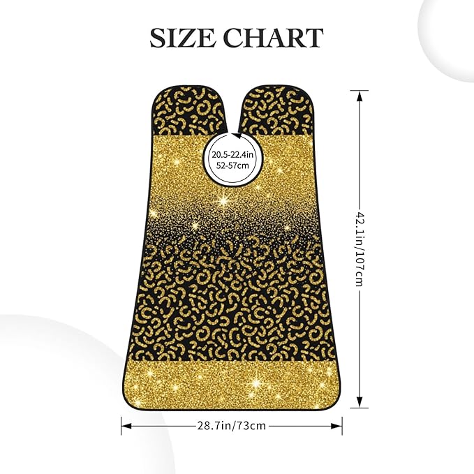Non-Stick Beard Bib for Shaving, Black Gold Glitter Cheetah Leopard Print Shave Bib, Waterproof Hair Catcher with Suction Cups, Grooming Apron Men Husband