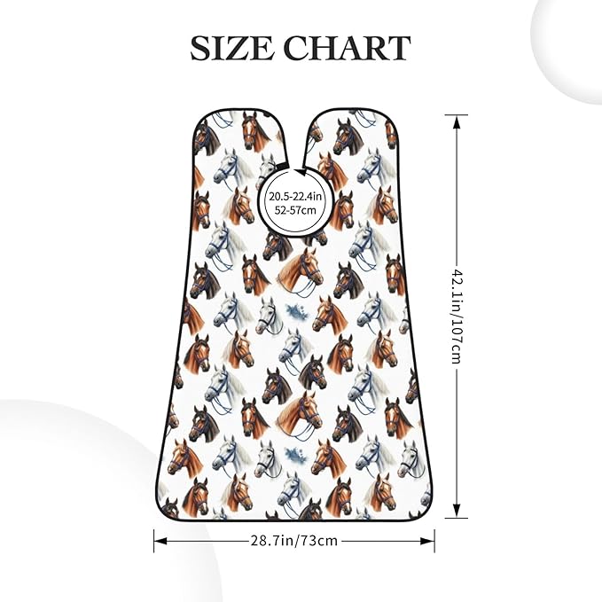 Beard Shaving Cape with Suction Cups, Animal Wild Horse Painting Shave Bib, Non-Stick Waterproof Hair Catcher, Grooming Bib for Men Husband