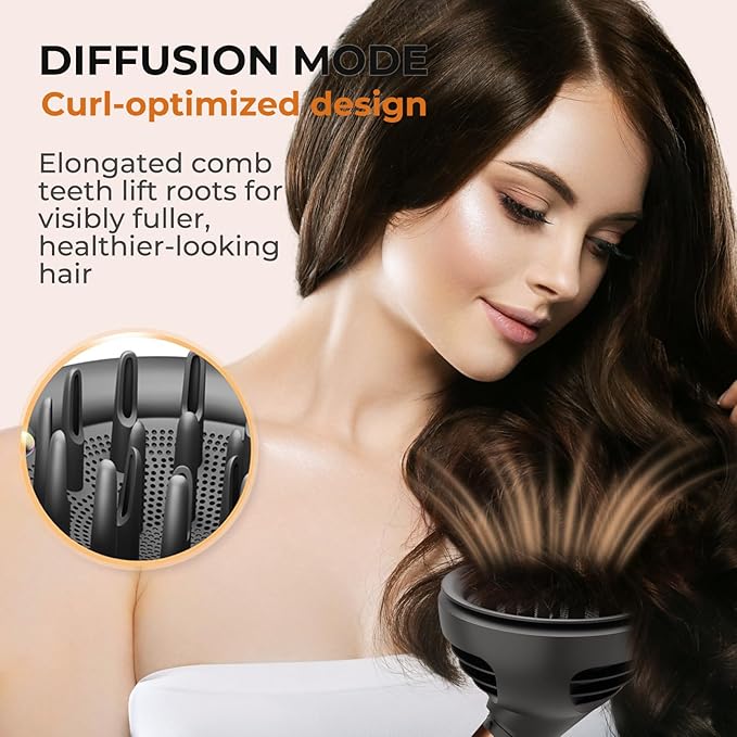 Large Round Volumizing Brush Attachment for Dyson Airwrap Stylers (HS01/HS05) - XL Oval Copper Hair Brush for Bouncy Blowout, Root Lift & Salon Curls (Upgraded Diffuser)