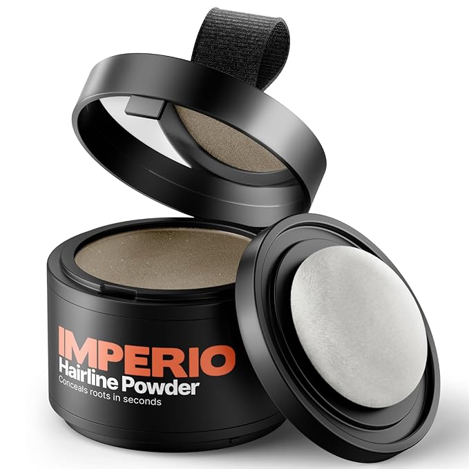 IMPERIO Root Touch Up Hair Powder for Concealing Hair Loss instantly - Hairline Powder for Women & Men - Water resistant Root Cover Up for Thinning Hair in Premium Hairdressing Quality (Light Brown)