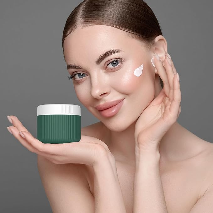 ME.FAN Travel Containers for Toiletries, TSA Approved 2 oz Silicone Cream Jars, Leak-proof Journey Containers, Trip Accessories with Lid for Cosmetic Face Hand Body Cream 4 Pack White Lid Morandi