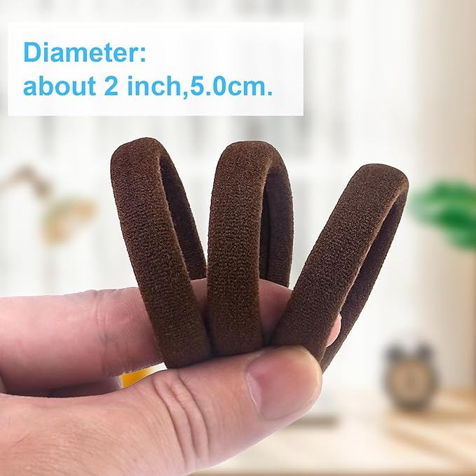 100PCS Brown Hair Ties for Women, Large Ponytail Holders for Thick Hair No Crease, Elastic Hair Bands No Damage, by BAOLI