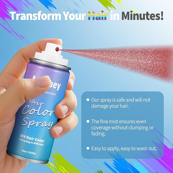 Halloween Hair Spray,Temporary Hair Color Spray for Women Kids Men,Washable Hairspray,Colored Hair Spray,Color Hairspray for Halloween,Party,Cosplay,Christmas Day (06#Red)