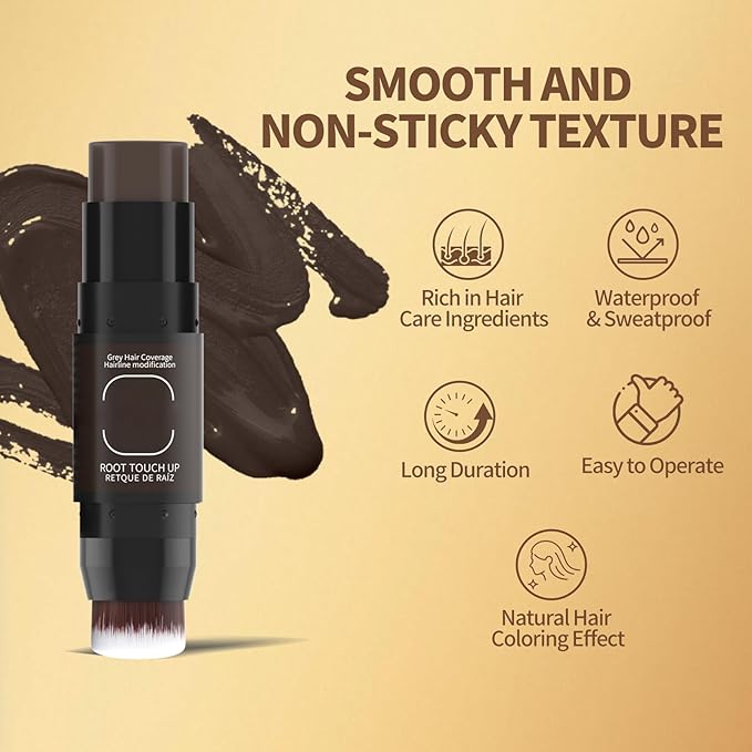 Gowwim Root Touch up Powder, Instantly Gray Hair Cover up Hairline Powder for Women & Men Waterproof and Sweatproof Root Cover Up Long-Lasting for Thinning & Loss Hair (black3, 7.5g)