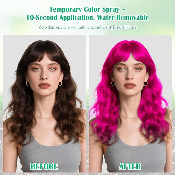 Christmas Temporary Hair Color Spray for Kids Women,One-Time Use Pink Hair Spray, Washable Temporary Hair Dye, Natural Hair Color Wax, Non-sticky Hair Spray for Cosplay, Party, Halloween(Pink,4.06Oz)
