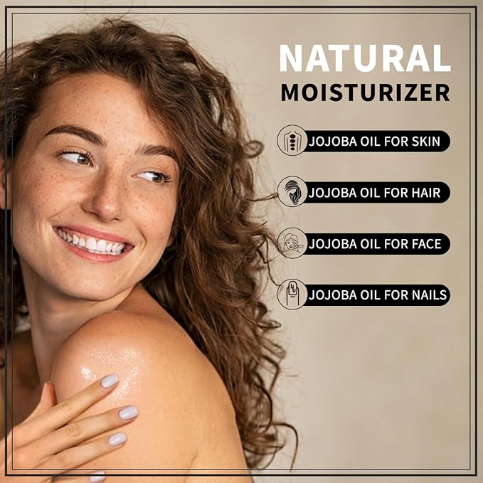 32 fl oz (EWG Verified) 100% Pure Jojoba Carrier Oil - Unrefined, Hexane-Free, Cold Pressed for Skin, Face, Hair, Nails, and Massage