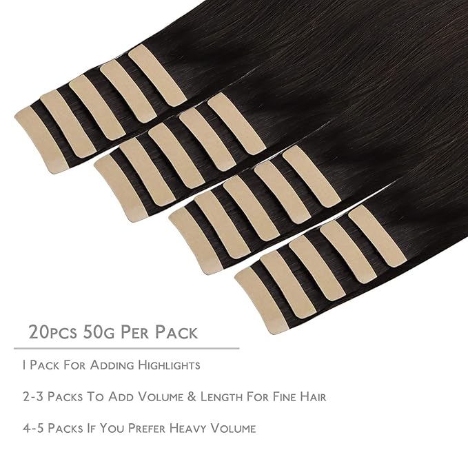 WENNALIFE Tape in Hair Extensions Human Hair, 20pcs 60g 28 inch Dark Brown Remy Hair Extensions for Women Tape Ins Straight Extensiones De Cabello Humano Skin Weft