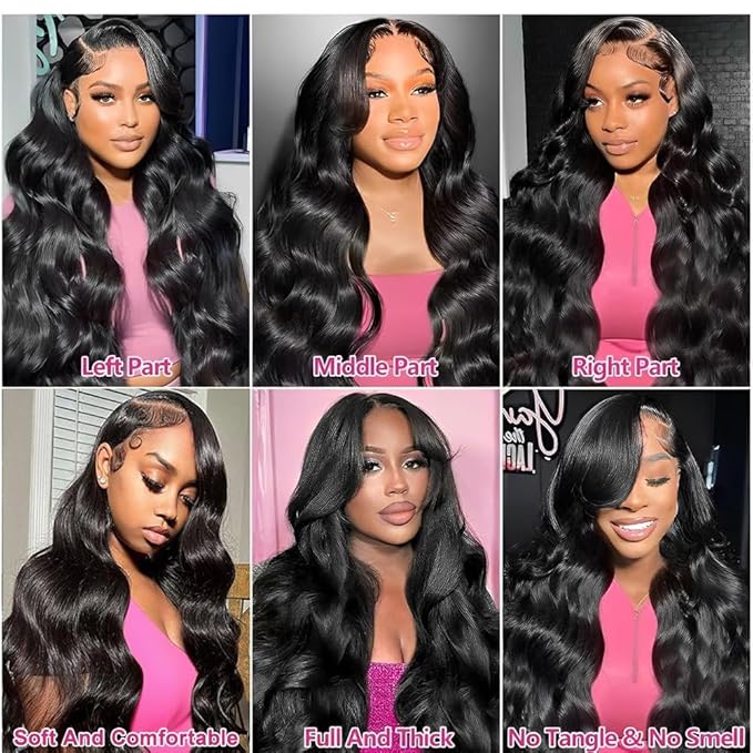 AMIRTY 250 Density 13x6 Lace Front Wigs Human Hair Pre Plucked Real Virgin Human Hair Wig Invisilbe Hairline Tiny Knots Body Wave HD Lace Frontal Wigs 3X Longer Lifespan 28 Inch