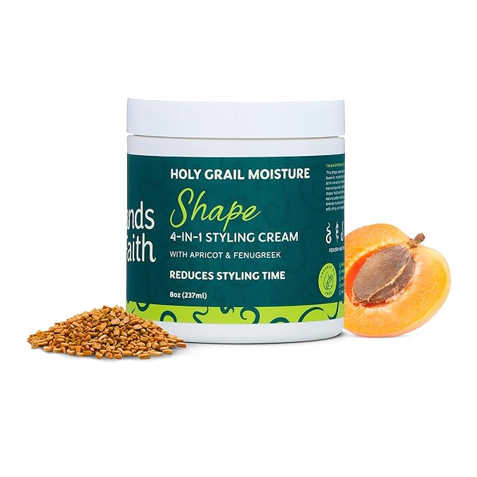 Strands of Faith Shape 4-in-1 Styling Cream | Moisturizer, Leave-In, Styler & Oil | Promotes Growth & Length Retention | Defines Curls, Reduces Frizz & Adds Shine | Twist-Outs & Braid-Outs | 8oz