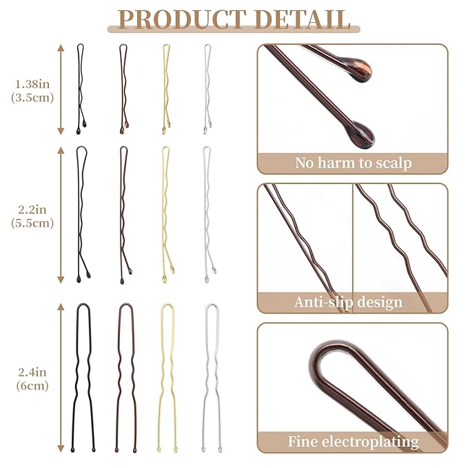 200 Pcs 2.4 Inch U-Shaped Bobby Pins Black Metal Hair Pins Hair Accessories for Women Stylists Hair Sticks Girl