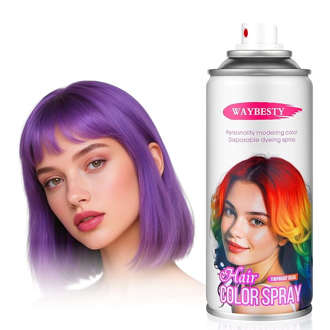 Temporary Hair Color Spray For Kids Women Men, Washable Hair Color Wax Dye For Cosplay Party DIY, Christmas Party, Halloween Crazy Hair Day (Purple, 4.06 oz)