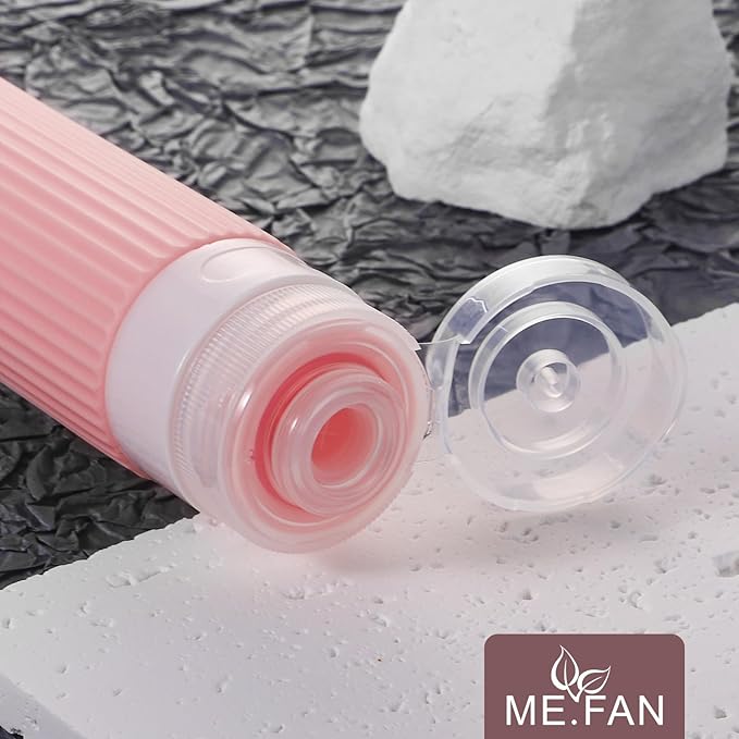 ME.FAN Travel Bottles for Toiletries, TSA Approved 3oz Silicone Journey Size Containers, Portable Split Bottle for Conditioner, Shampoo, Lotion- 4 Pack Pink