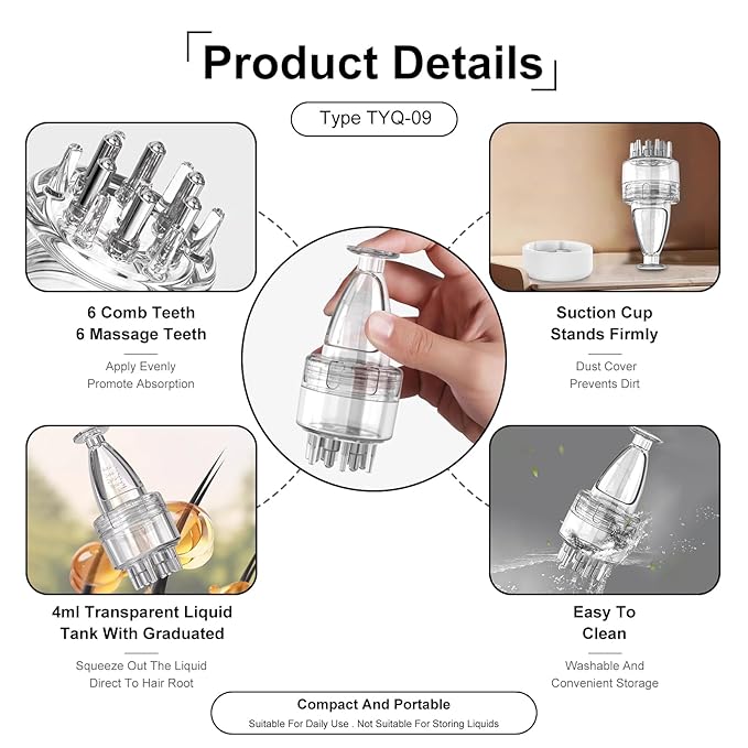 Scalp Applicator Comb,2Pcs Minoxidil Applicator Comb Set,Minoxidil Serum Liquid Massager To Promote Hair Growth,Roller Ball Scalp Massage Comb（White）