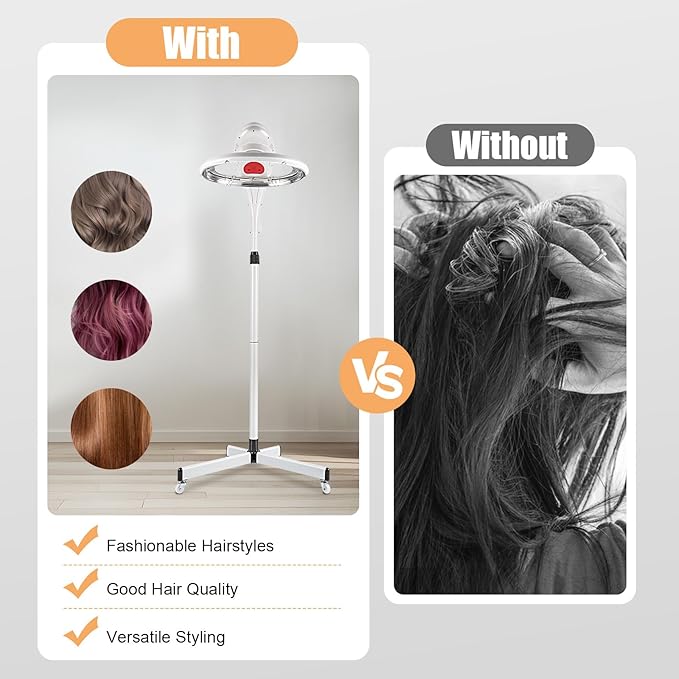 YIYIBYUS Stand Hair Dryer, Professional Orbiting Rotating Hair Processor Hair Dyeing, Oil Treatment, Hair Drying, Heating, Perm Styling for Salon SPA (White)