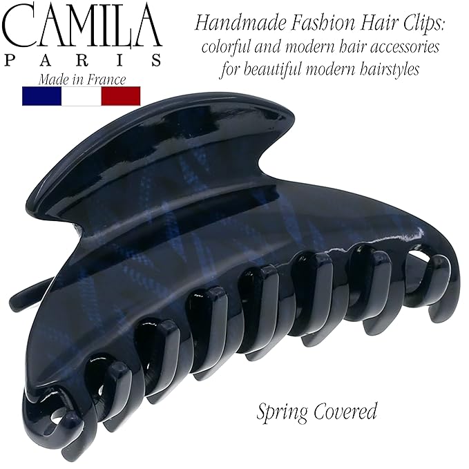Camila Paris CP3267 French Hair Clip for Women, Small 2.75 inch Handmade, Blue, Girls Hair Claw Clips Jaw Fashion Durable Styling Hair Accessories for Women, Strong Hold No Slip Grip. Made in France