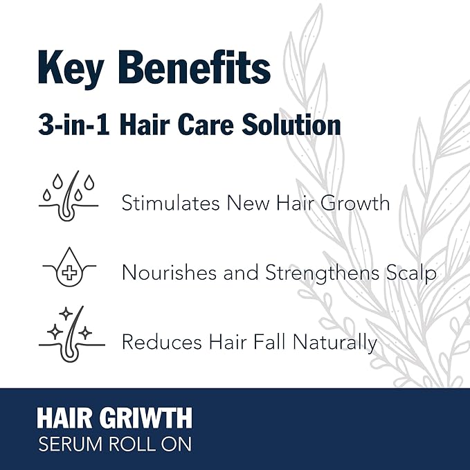 Rosemary Hair Growth Serum Roll-On – 3% Rosemary, 3% Redensyl, DHT-Blocking Scalp Serum for Thicker, Fuller Hair – For Women & Men (30 ml)