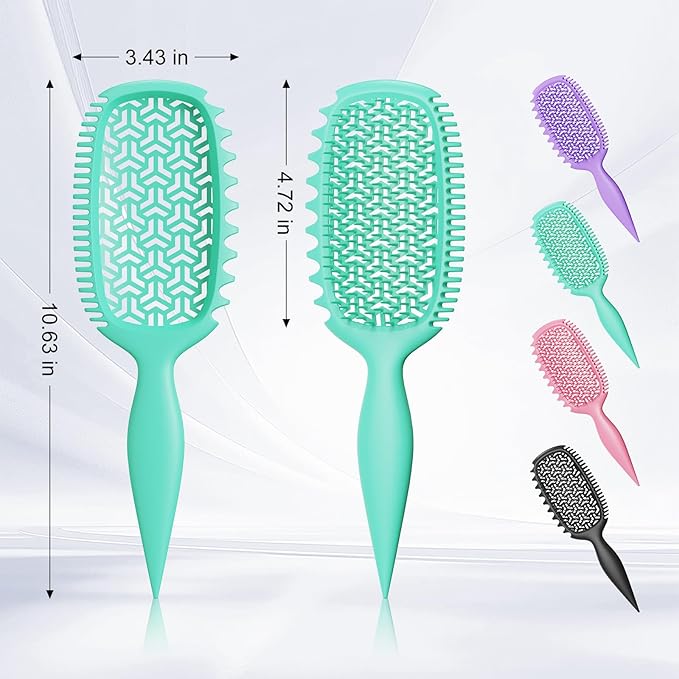 Curl Defining Brush for Thick Coily Hair, Firm-Bristle TPEE Detangling Brush for Coarse 4A–4C Curls, Dual-Sided Wide & Narrow Tooth Brush for Wet & Dry Curl Shaping– Women & Men (Aqua Mint)