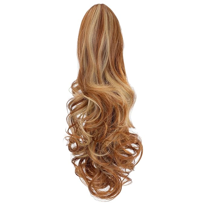 Claw Clip Ponytail Extension 18" Clip in Wavy Ponytail Hair Extensions Long Pony Tails for Women Extensions Light Auburn Wave Hairpiece
