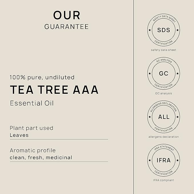 VINEVIDA Tea Tree Essential Oil - Gallon Undiluted - Bulk for Soap Making & Candle Scents - 8 lbs