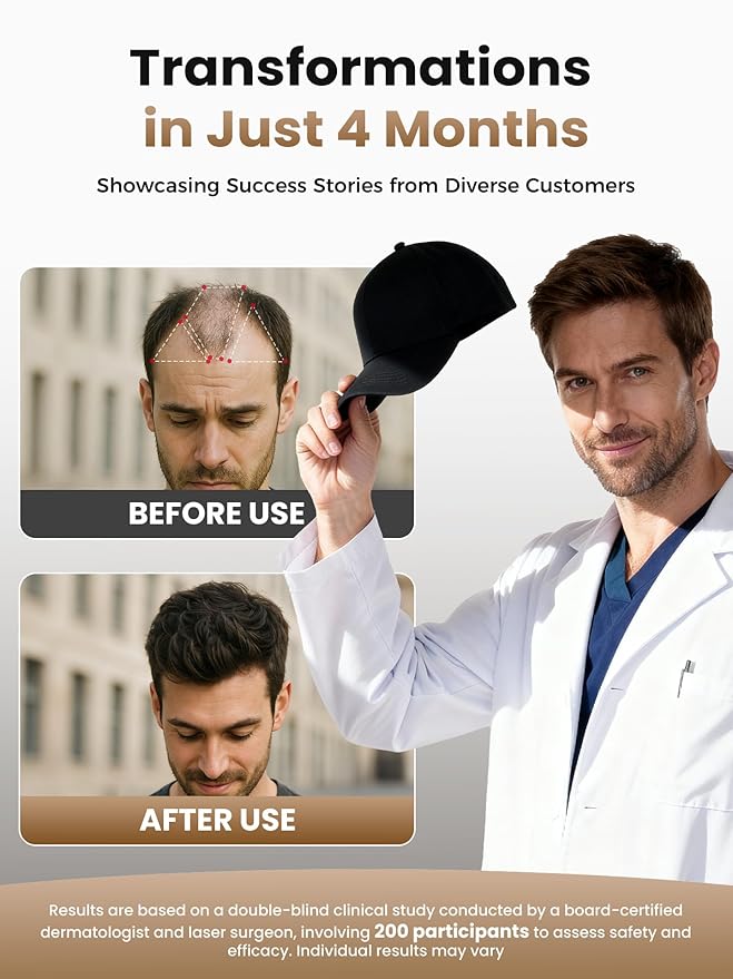 Hair Growth Device, Advanced Laser Hair Growth Cap, Red Light Therapy for Hair Growth, Red Light Cap for Thicker Hair in Men and Women