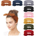 DRESHOW 8 Pack Adjustable Knotted Headbands Non Slip Elastic Yoga Hair Bands Solid Colors Headbands for Women and Girls