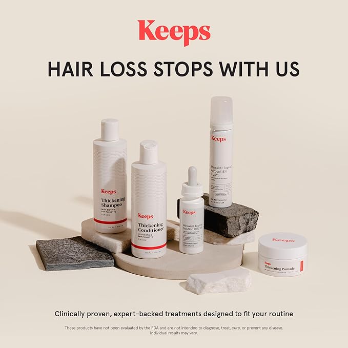 Keeps Extra Strength Minoxidil for Men - 5% Minoxidil Foam Hair Loss & Regrowth Treatment for Thinning & Bald Spots - Clinically Proven Hair Growth Products - Unscented Topical Aerosol Foam