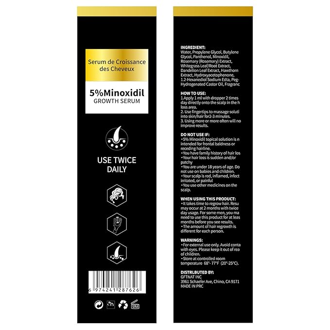 5% Minoxidil for Women with Biotin Hair Growth Serum, Minoxidil for Men Spray with Rosemary for Thicker Fuller Hair