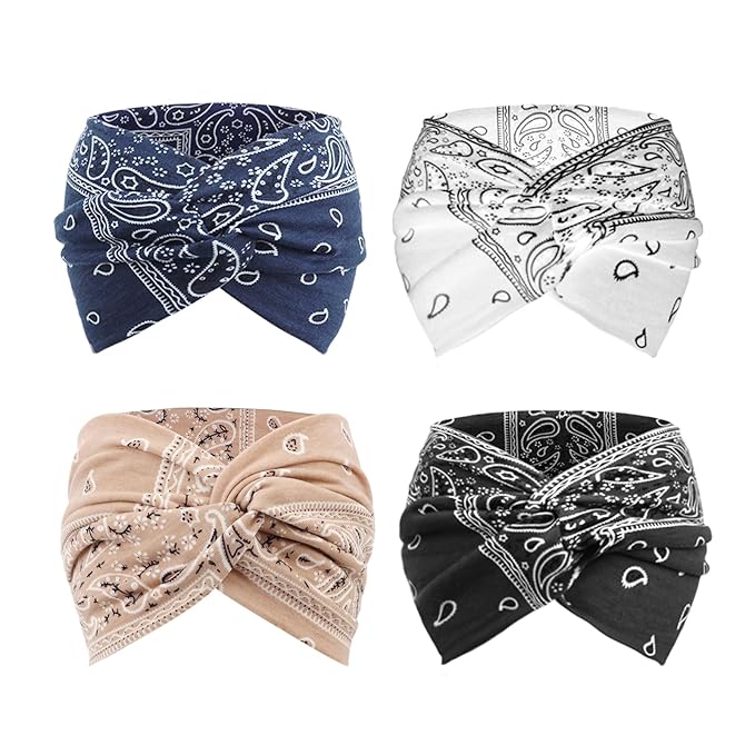 Extra Wide Headbands for Women Large Turban Headband Non Slip Boho Elastic Hairband Hair Twisted Knot Head Bands Accessories