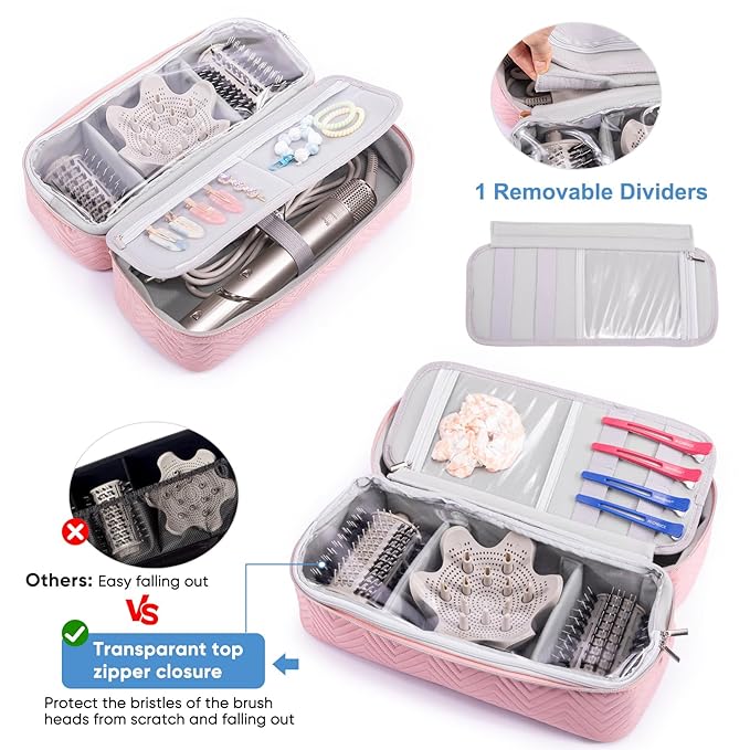 Hair Tools Travel Case with Black Hair Dryer Bag, Large Hair Tools Travel Carrying Case for Shark FlexStyle/SmoothStyle - Hair Air Wrap Dryer Storage Case Flat Curling Iron Travel Organizer