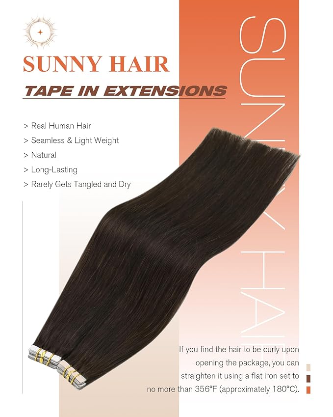 Sunny Hair Brown Tape in Hair Extensions Human Hair 18 inch Remy Hair Extensions Tape in Thick End Tape ins Human Hair Extensions 40Pcs 100g