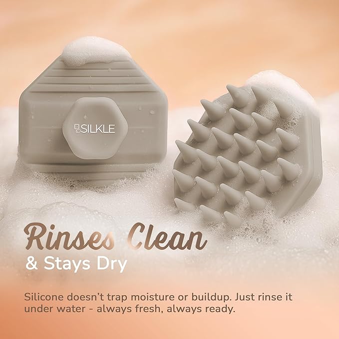 Silicone Scalp Scrubber - Massage Shampoo Brush, Soft Bristles for Hair Growth & Dandruff Removal - Ergonomic Design, Wet & Dry Use, Deep Cleansing Scalp Exfoliator for All Hair Types - Clay