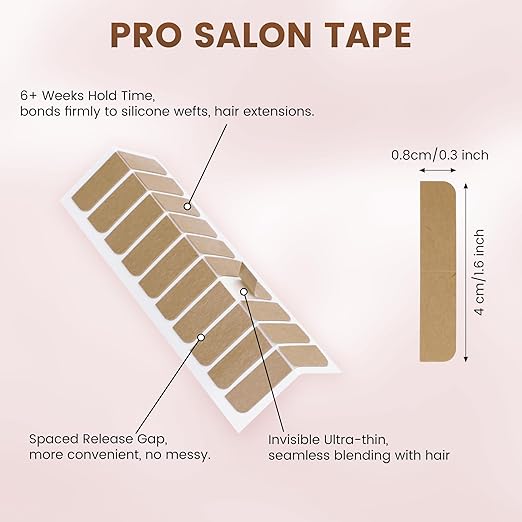MIILYE Hair Extension Replacement Tape 100 Tabs with Remover, Double Sided, 6+ Weeks Hold Time, No Residue, Tape-ins-Extension Reinstallation