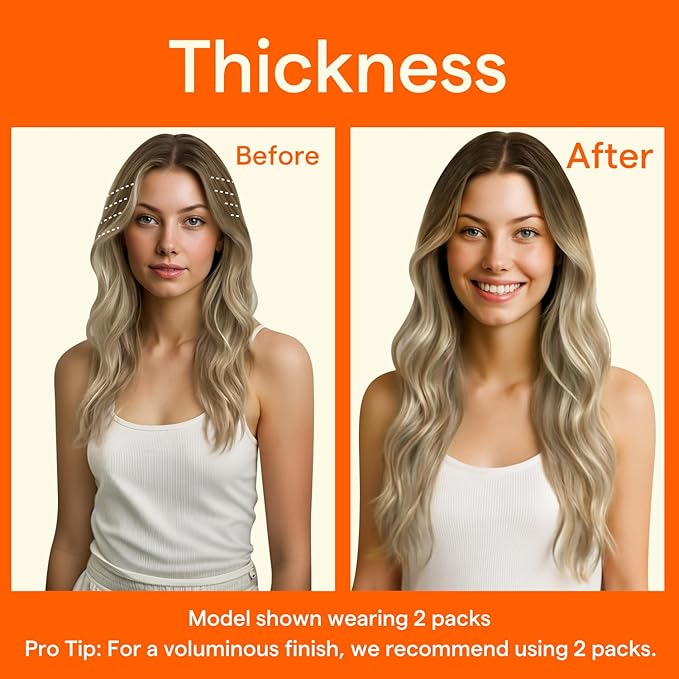 Full Shine Seamless Clip in Hair Extensions Real Human Hair, 18Inch Balayage Brown to Ash Brown Highlight Medium Blonde Clip in Hair Extension with PU Weft for Women, 4Pcs 85g