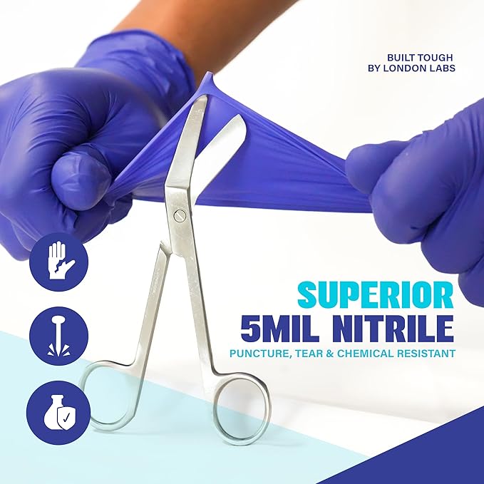 Cobalt Blue 5 Mil Nitrile Exam Gloves Disposable Latex Free | Medical Rubber Gloves for Doctors, EMT, First Aid Kit, Food Service & Cleaning | Pack of (100 CT)