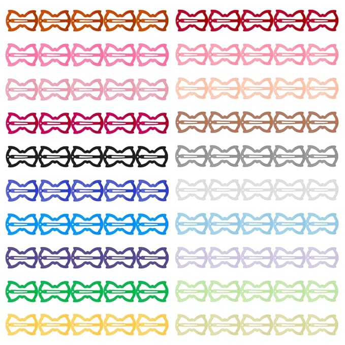 ECADY 100-Piece Metal Snap Hair Clips for Girls, Toddlers, and Kids, Hair Bow Barrettes Perfect for Fine Hair, Thick Hair, and More - Featuring Fun Bow Designs