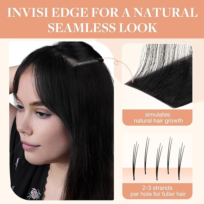 GOO GOO Invisi Edge Tape in Hair Extensions Human Hair, 1D/2C/4E Chocolate Dip Color Melt 10pcs injected with 10pcs classical tape ins, 12inch 40g, Virgin Remy Hair, Natural Look