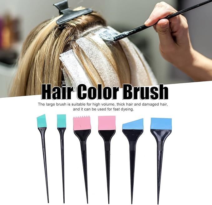 ZJchao Hair Dye Applicator Brushes, 6pcs Silicone Hair Dye Brush Soft Hair Coloring Kit for Home Barber Shop Salon Hair Bleach Tinting Diy Tool Hair Treatments Coloring Brush Set Hair