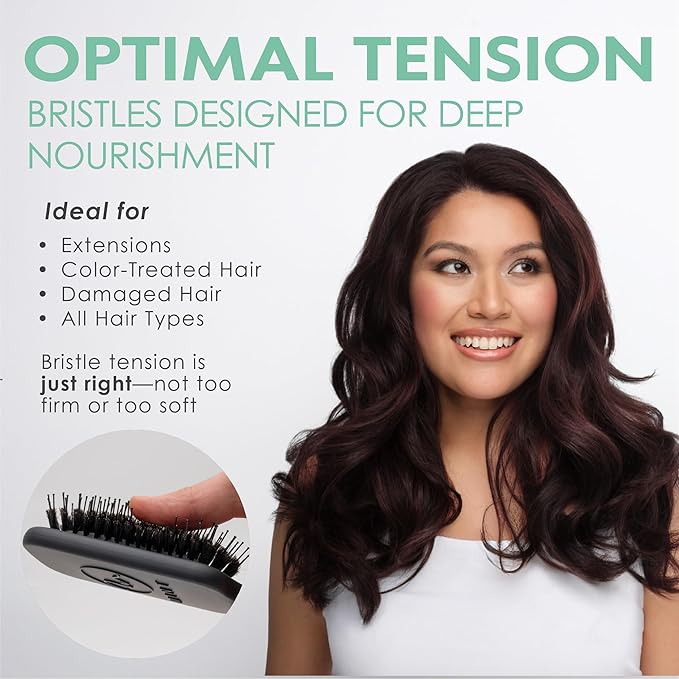 MINT Mizu Waterproof Boar Bristle Hair Brush for Women | Create Long-Lasting Shine | Premium Anti Breakage Detangling Paddle Wet Brush for Healthy Scalp & Hair Growth | Travel Hairbrush for Women