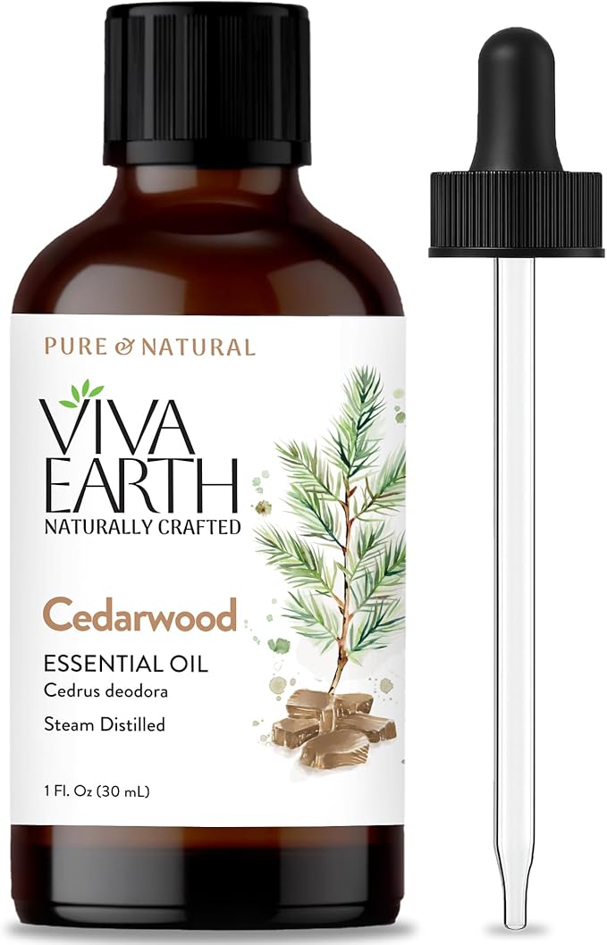 Cedarwood Essential Oil – Pure & Natural Woodsy Oil for Diffuser, Hair, Face, Skin Care, Aromatherapy, Scalp & Body Massage, Soap & Candle Making – with Dropper, 1 Fl Oz